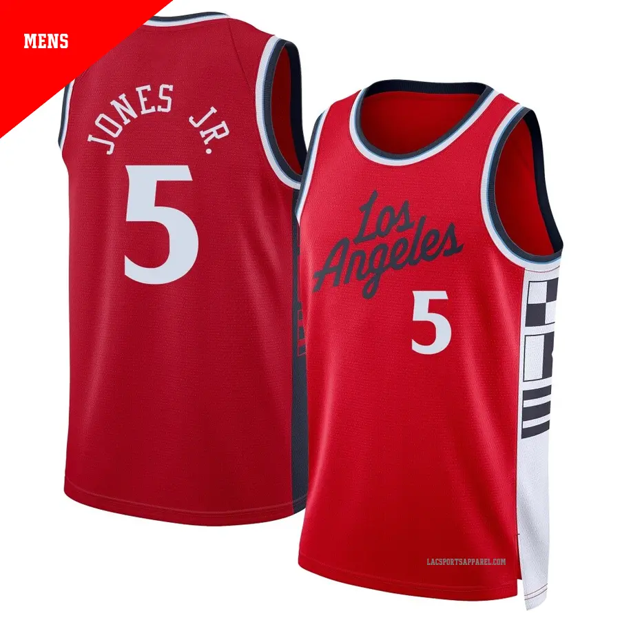 ＃5 Men's Derrick Jones Jr. Los Angeles Clippers 2024/25 Swingman Red Statement Edition Jersey